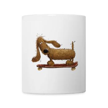 Dackel Fährt Skateboard Dachshund I Teckel I Hund - Tasse - Weiß - Vorne