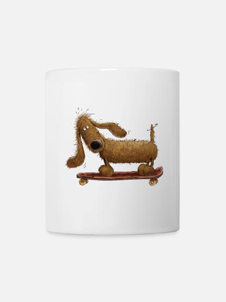 Dackel Fährt Skateboard Dachshund I Teckel I Hund - Tasse - Weiß