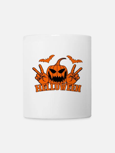 Helloween Frieden Victory Hand Symbol Fledermaus - Tasse - Weiß