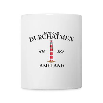 Ameland, Einfach mal Durchatmen, Zeichnung - Tasse - Weiß - Vorne