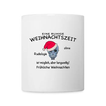 Radiologie, Röntgenbild Schädel lustig Weihnachten - Tasse - Weiß - Vorne