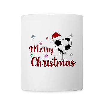 Merry Christmas Fußball Herz - Tasse - Weiß - Vorne