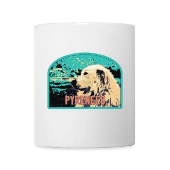 Pyrenäen-Schäferhund-Aufnäher: Berggefährte - Tasse - Weiß - Vorne