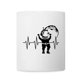 Battement De Coeur, Lune, Astronaute, Pouls, Espace, ECG, Symbole - Mug blanc - blanc - Devant