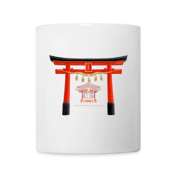 Hakone - jinja, torii, Ashi Lake, Japan Drawing - Mug - white - Front