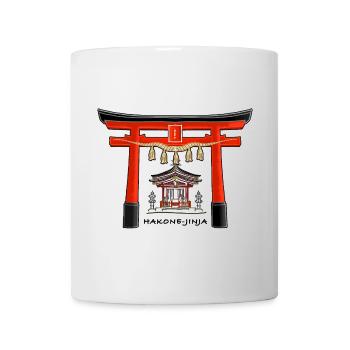 Hakone - jinja, torii, Ashi Lake, Japan Drawing - Mug - white - Front