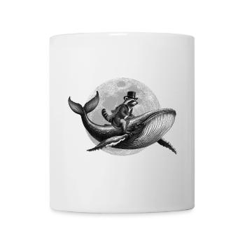True Moon Love –Ein Waschbär fliegt auf einem Wal - Tasse - Weiß - Vorne