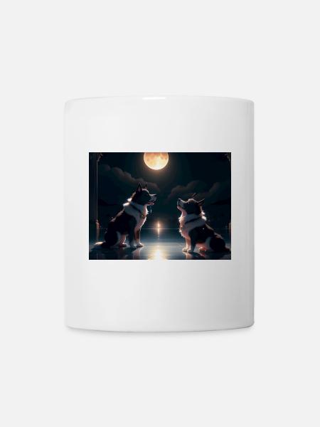 Moonlit Canine Duet - Mug - white
