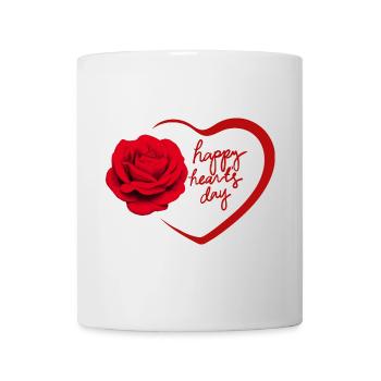 Herz und Rose Valentinstag Design - Tasse - Weiß - Vorne