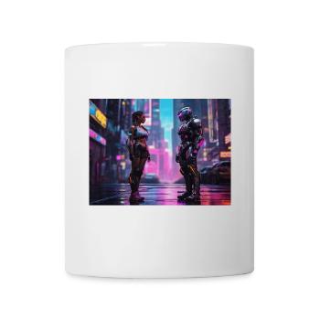 Neon Cyberpunk Begegnung - Tasse - Weiß - Vorne