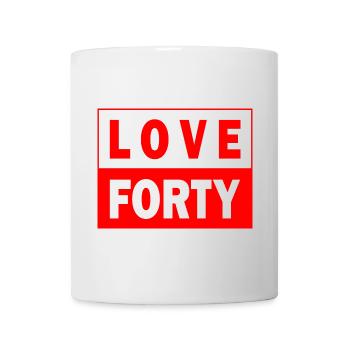 Love Forty Tennis Birthday Design 40 Shirt - Tasse - Weiß - Vorne