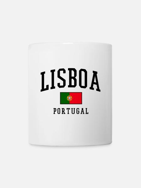 Lisboa Schriftzug mit Portugal-Flagge - Tasse - Weiß