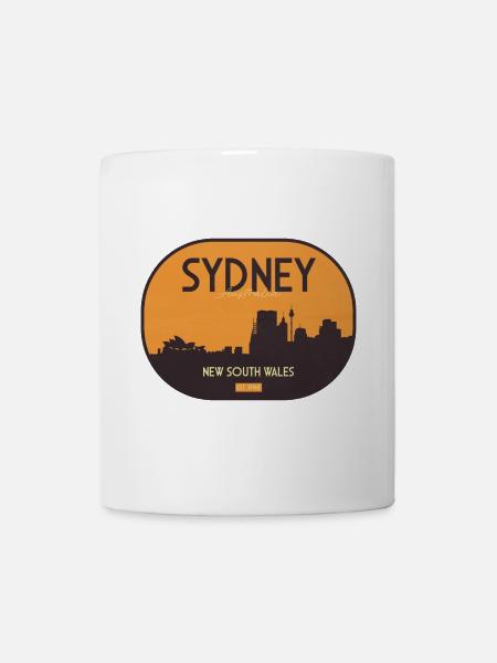 Sydney Skyline im Orangen Sonnenuntergang - Tasse - Weiß