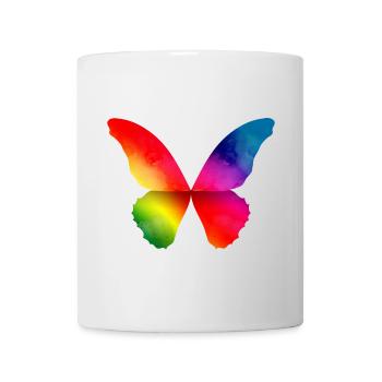 Schmetterling Form in kräftigen Regenbogen Farben - Tasse - Weiß - Vorne