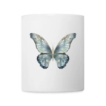 Butterfly in delicate shades of blue painted by hand - Mug - white - Front