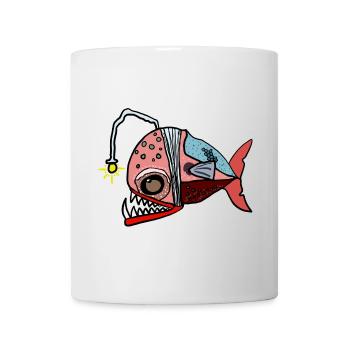 Fischkollage mit Lampenblick Anglerfisch - Tasse - Weiß - Vorne