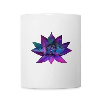 Lotusblume – spirituelle Lebensbaum Illustration - Tasse - Weiß - Vorne