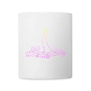 Osterhase Silhouette mit Ostereiern - Tasse - Weiß - Vorne