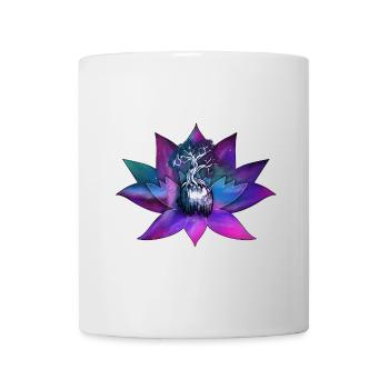 Lotus mit Seelenbaum – Spirituelle Illustration - Tasse - Weiß - Vorne