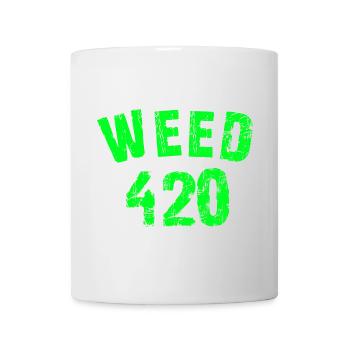 Motif 420 emblématique en vert fluo - Mug blanc - blanc - Devant