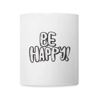 Motif typographique Be Happy - Mug blanc - blanc - Devant