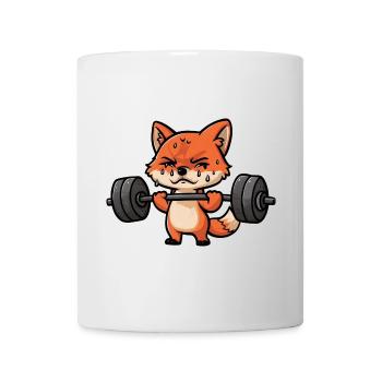 Rotfuchs beim Barbell Workout: Gewichtheben - Tasse - Weiß - Vorne