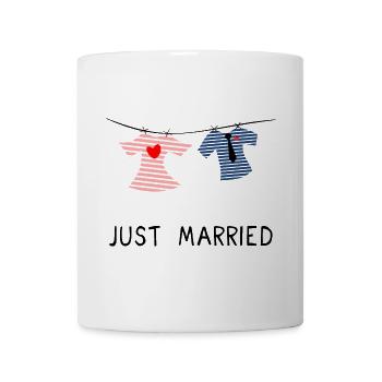 GERADE VERHEIRATET. Junggesellinnenabschied. VALENTINSTAG. PAAR - Tasse - Weiß - Vorne