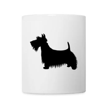 A silhouette illustration of a Scots Terrier Dog - Mug - white - Front