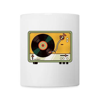 Retro Turntable Vintage Vinyl Record Player - Mug - white - Front
