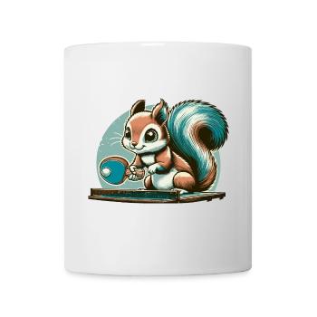 Mignon écureuil de dessin animé jouant au tennis de table - Mug blanc - blanc - Devant