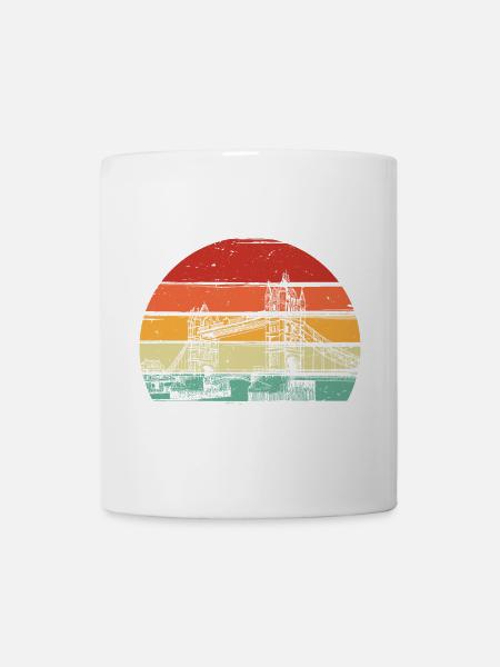 Retro Sonnenuntergang Kreis - Tasse - Weiß