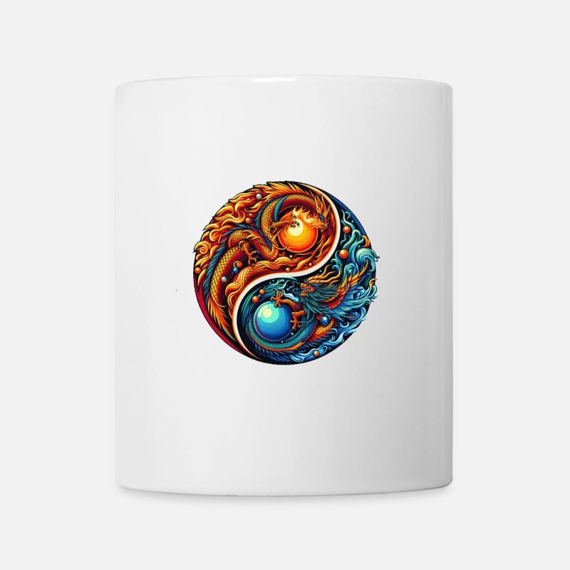 Yin Yang Drachen Kunstwerk - Tasse - Weiß