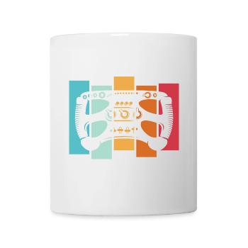 retro racing sim formula steering wheel vintage car logo - Mug - white - Front