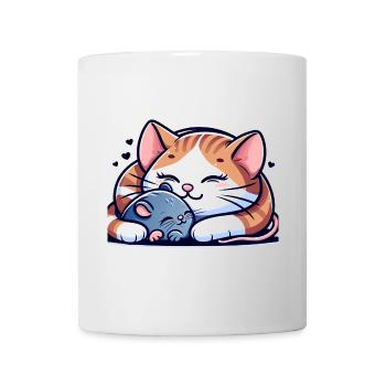 Câlin Chat Et Souris Amoureux - Mug blanc - blanc - Devant