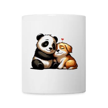 Cuddling Dog And Panda In Love - Tasse - Weiß - Vorne