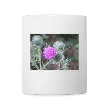 Violetten Distelblüten-Muster - Tasse - Weiß - Vorne
