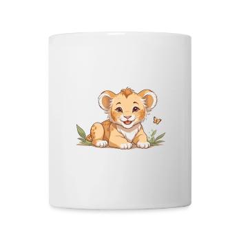 Lion cub with butterflies - Mug - white - Front