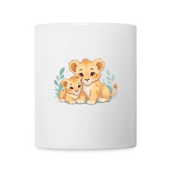 cuddling lion cubs - Mug - white - Front