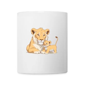 Löwenmama mit Kind - Tasse - Weiß - Vorne