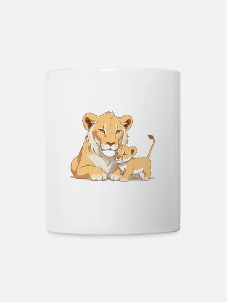 Löwenmama mit Kind - Tasse - Weiß