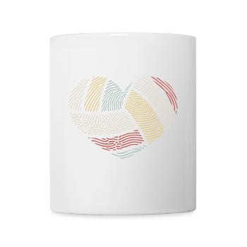 Volleyball Retro Herz Valentinstag Fingerabdruck - Tasse - Weiß - Vorne