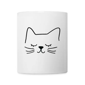 Cat Silhouette Outline Drawing Lineart Art - Mug - white - Front