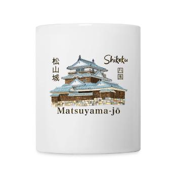 Matsuyama-jo, Shikoku, Japon, Dessin à la main - Mug blanc - blanc - Devant