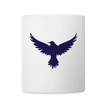 Kolkrabe, sternenmuster, Silhouetten, gothic motiv - Tasse - Weiß - Vorne