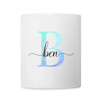 B| Monogramm | Name | Ben | Watercolor - Tasse - Weiß - Vorne