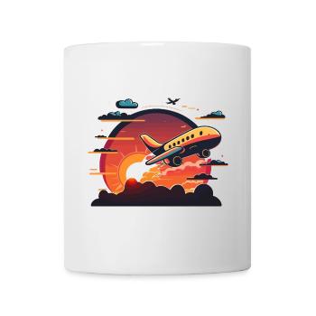 Up, Up, and Chuckles: A Funny Cartoon Airplane Tak - Mug - white - Front