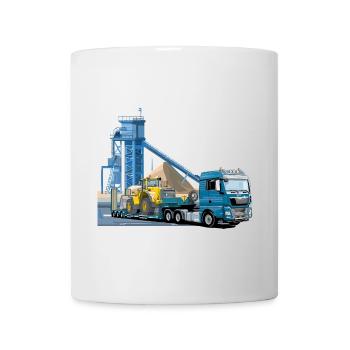 Low-loader in the gravel plant - Mug - white - Front