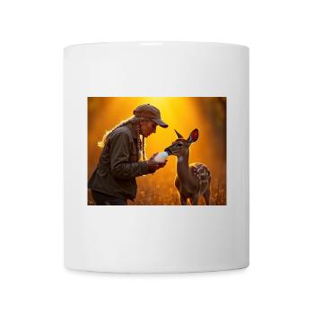 Abendlicht Rehbaby Fütterung - Tasse - Weiß - Vorne