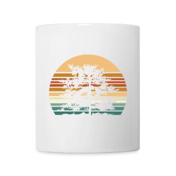 Forest illustration with retro colors vintage tree - Mug - white - Front