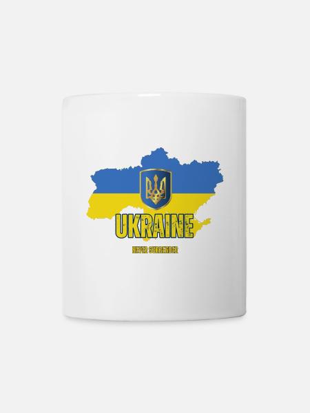 Ukrainische Flagge, Ukrainischer Stolz - Tasse - Weiß